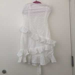 White Floral Lace Strapless Dress